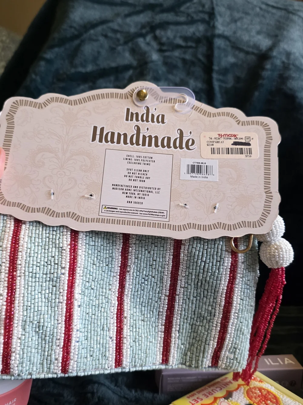ILIA Mascara & Beauty Set with Striped Beaded Pouch